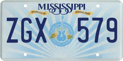 MS license plate ZGX579