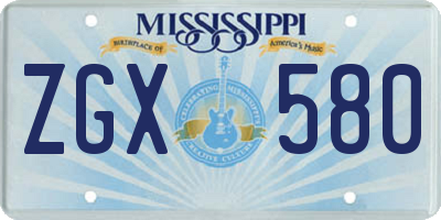 MS license plate ZGX580