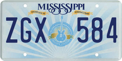 MS license plate ZGX584