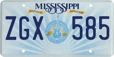 MS license plate ZGX585