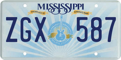 MS license plate ZGX587