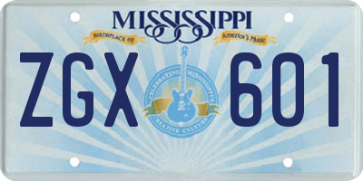 MS license plate ZGX601