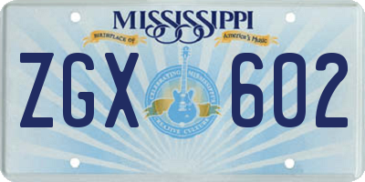 MS license plate ZGX602