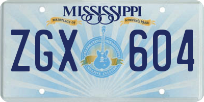 MS license plate ZGX604