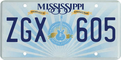 MS license plate ZGX605