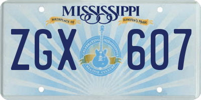 MS license plate ZGX607