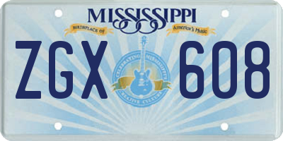 MS license plate ZGX608