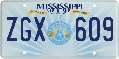MS license plate ZGX609