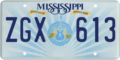 MS license plate ZGX613