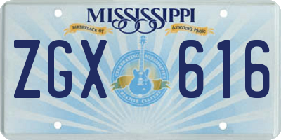 MS license plate ZGX616
