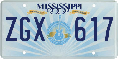 MS license plate ZGX617