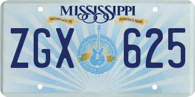 MS license plate ZGX625