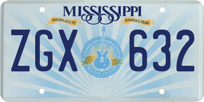 MS license plate ZGX632