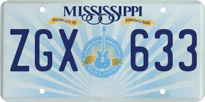 MS license plate ZGX633