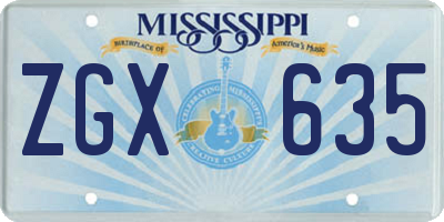 MS license plate ZGX635