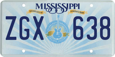 MS license plate ZGX638