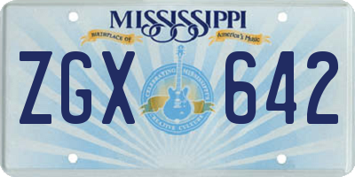 MS license plate ZGX642