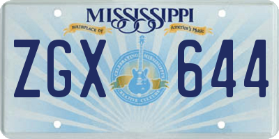 MS license plate ZGX644
