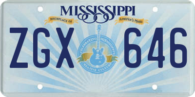 MS license plate ZGX646