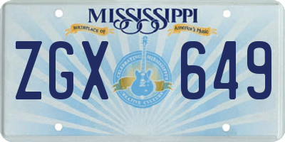 MS license plate ZGX649