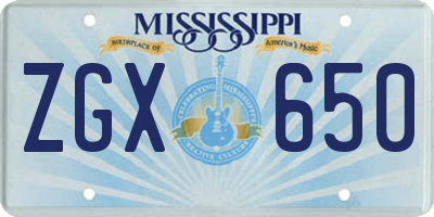 MS license plate ZGX650