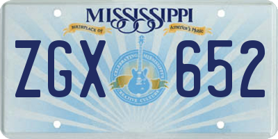 MS license plate ZGX652