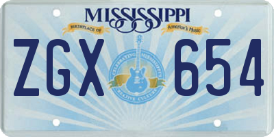 MS license plate ZGX654