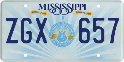 MS license plate ZGX657