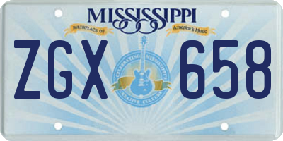 MS license plate ZGX658