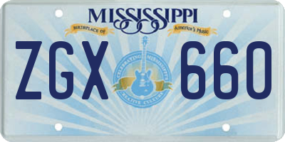 MS license plate ZGX660