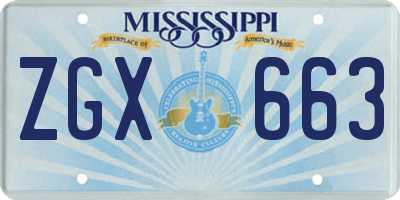MS license plate ZGX663