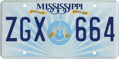 MS license plate ZGX664