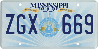 MS license plate ZGX669