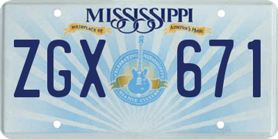 MS license plate ZGX671