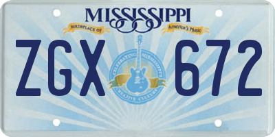 MS license plate ZGX672