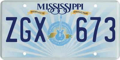 MS license plate ZGX673