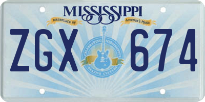 MS license plate ZGX674