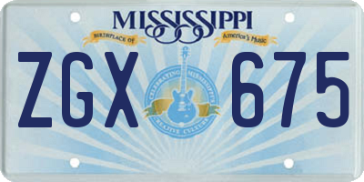 MS license plate ZGX675
