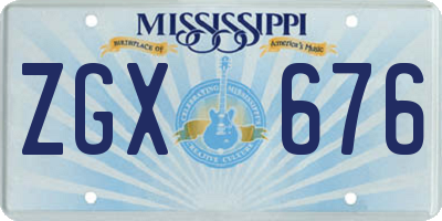 MS license plate ZGX676