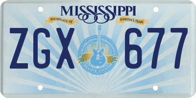MS license plate ZGX677
