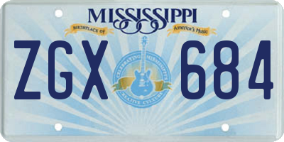 MS license plate ZGX684