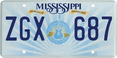 MS license plate ZGX687