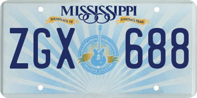 MS license plate ZGX688