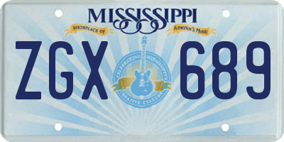 MS license plate ZGX689