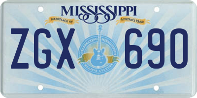MS license plate ZGX690