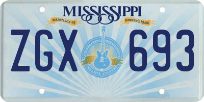MS license plate ZGX693