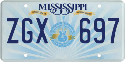 MS license plate ZGX697