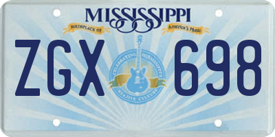 MS license plate ZGX698