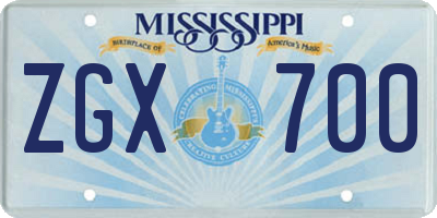 MS license plate ZGX700