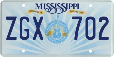 MS license plate ZGX702